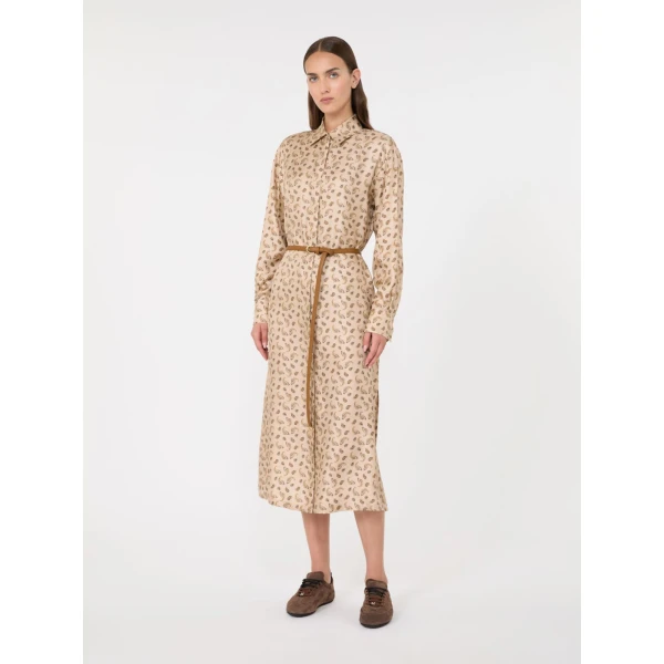 Max Mara Aris Silk Shirt Dress in Beige | Shirtdress | Luxury Shoes 