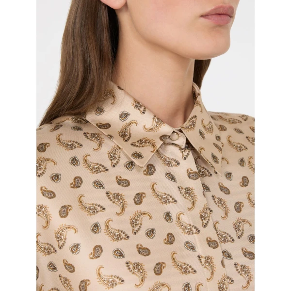 Max Mara Aris Silk Shirt Dress in Beige | Shirtdress | Luxury Shoes 