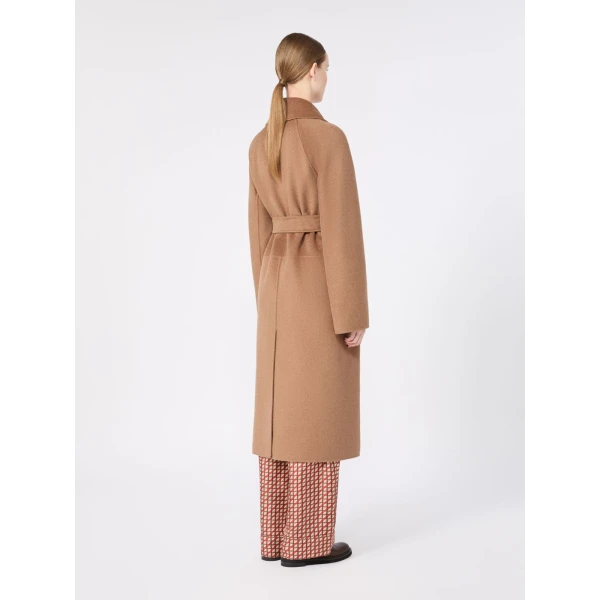 Max Mara Aris Wool, Cashmere and Angora Midi Coat in Camel | Wool Coat | Luxury Shoes 
