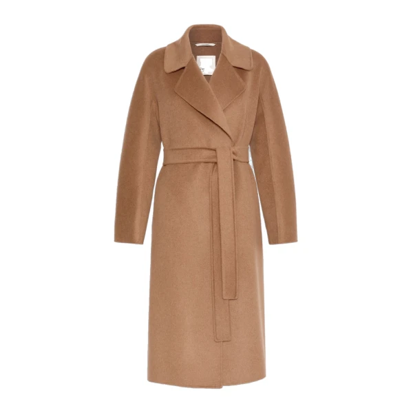 Max Mara Aris Wool, Cashmere and Angora Midi Coat in Camel | Wool Coat | Luxury Shoes 