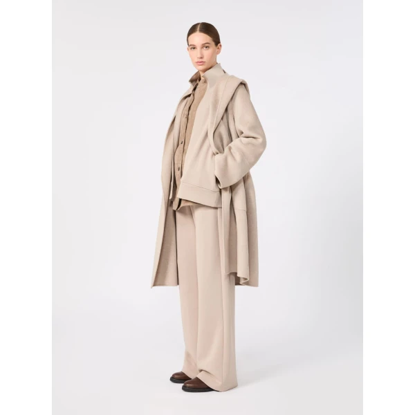 Max Mara Armonia Hooded Wool and Cashmere Robe Coat in Beige | Wool Coat | Luxury Shoes 