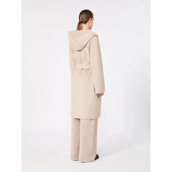Max Mara Armonia Hooded Wool and Cashmere Robe Coat in Beige | Wool Coat | Luxury Shoes 