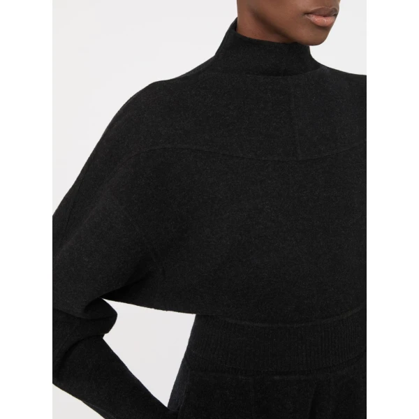 Max Mara Armony Cropped Wool and Cashmere Jersey Sweatshirt in Dark Grey | Sweaters | Luxury Shoes 