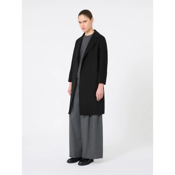 Max Mara Arona Short Double-Faced Wool Coat in Black | Wool Coat | Luxury Shoes 