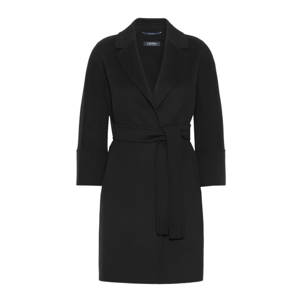 Max Mara Arona Short Double-Faced Wool Coat in Black | Wool Coat | Luxury Shoes 