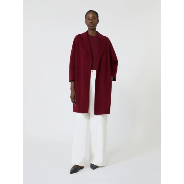 Max Mara Arona Short Double-Faced Wool Coat in Bordeaux | Wool Coat | Luxury Shoes 