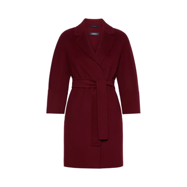 Arona Short Double-Faced Wool Coat in Bordeaux