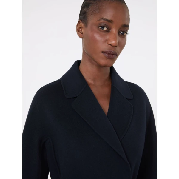 Max Mara Arona Short Double-Faced Wool Coat in Midnight Blue | Wool Coat | Luxury Shoes 