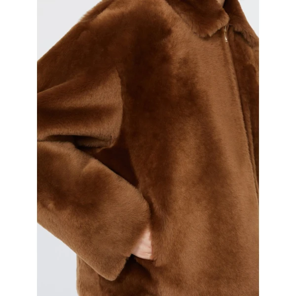 Max Mara Assenso Sheepskin Boxy Jacket in Tobacco | Shearling Jackets | Luxury Shoes 