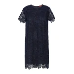 Max Mara Assenzi Macrame Lace Boxy Dress in Midnight Blue | Mini Dresses | Luxury Shoes 