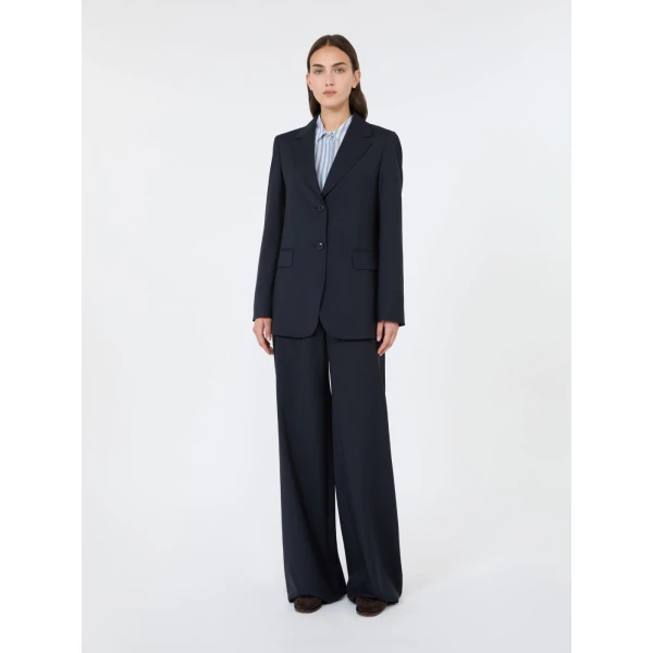 Max Mara Assenzi Single-Breasted Woollen Cloth Jacket in Navy | Blazers | Luxury Shoes 