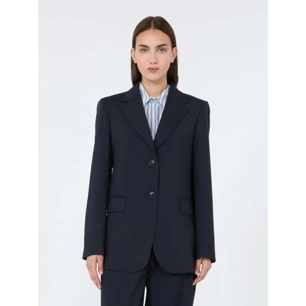 Max Mara Assenzi Single-Breasted Woollen Cloth Jacket in Navy | Blazers | Luxury Shoes 