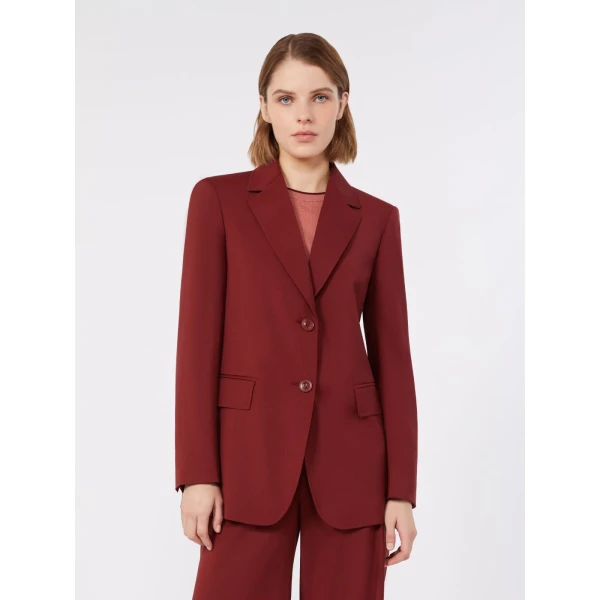 Max Mara Assenzi Single-Breasted Woollen Cloth Jacket in Ruby | Blazers | Luxury Shoes 