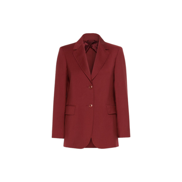 Max Mara Assenzi Single-Breasted Woollen Cloth Jacket in Ruby | Blazers | Luxury Shoes 