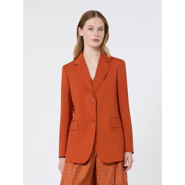 Max Mara Assenzi Single-Breasted Woollen Cloth Jacket in Terra Cotta | Blazers | Luxury Shoes 