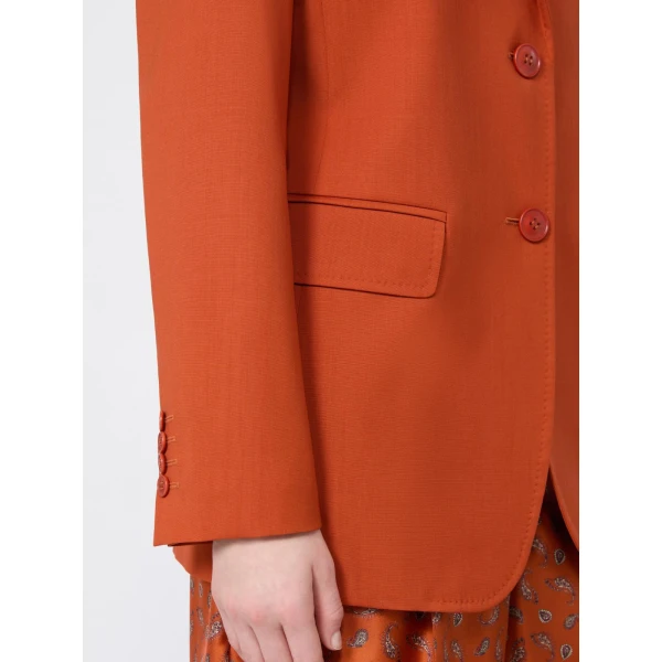 Max Mara Assenzi Single-Breasted Woollen Cloth Jacket in Terra Cotta | Blazers | Luxury Shoes 
