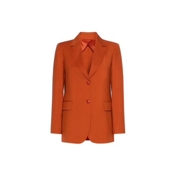 Assenzi Single-Breasted Woollen Cloth Jacket in Terra Cotta