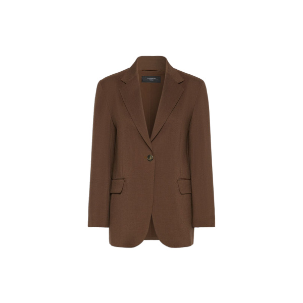 Max Mara Asta Single-Breasted Wool Blazer in Cocoa | Blazers | Luxury Shoes 