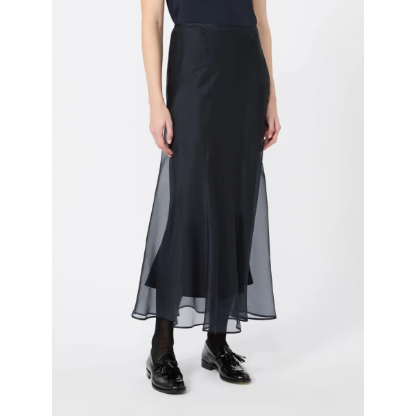 Max Mara Astrale Silk Organza Midi Skirt in Ultramarine | Midi Skirts | Luxury Shoes 