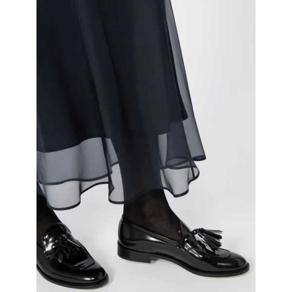 Max Mara Astrale Silk Organza Midi Skirt in Ultramarine | Midi Skirts | Luxury Shoes 