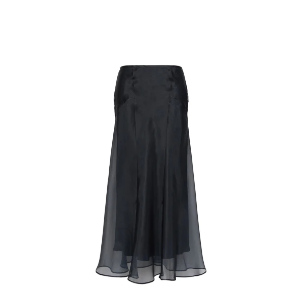 Max Mara Astrale Silk Organza Midi Skirt in Ultramarine | Midi Skirts | Luxury Shoes 