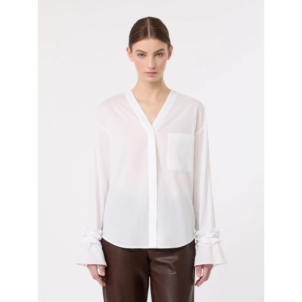 Max Mara Astro Cotton Muslin Shirt in White | Shirts | Luxury Shoes 