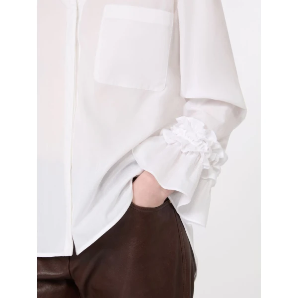Max Mara Astro Cotton Muslin Shirt in White | Shirts | Luxury Shoes 