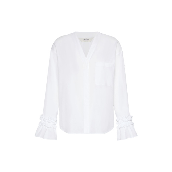 Max Mara Astro Cotton Muslin Shirt in White | Shirts | Luxury Shoes 