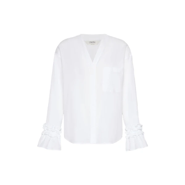 Max Mara Astro Cotton Muslin Shirt in White | Shirts | Luxury Shoes 