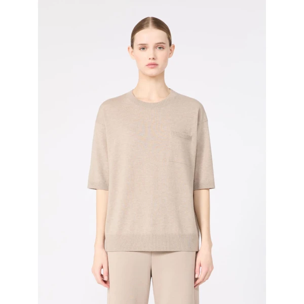 Max Mara Aurelia Wool Pocket Sweater in Beige | Sweaters | Luxury Shoes 