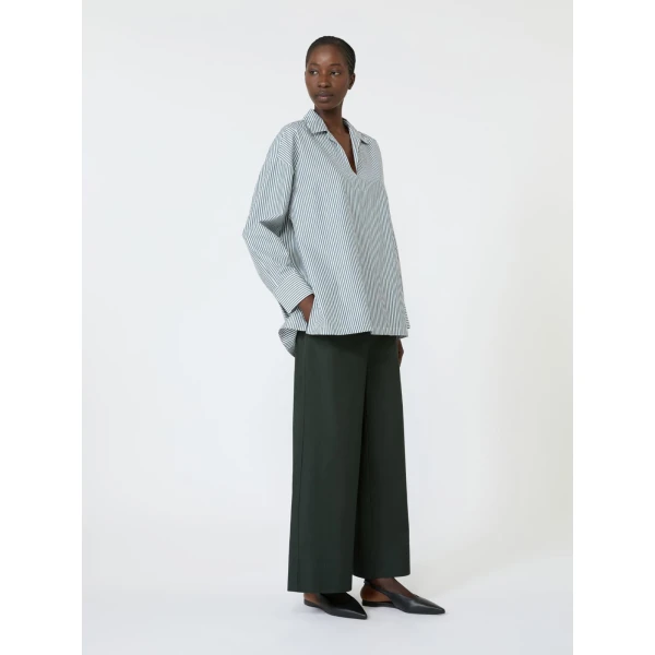 Max Mara Aureo Cotton Poplin Wide-Leg Joggers in Green | Sweatpants | Luxury Shoes 