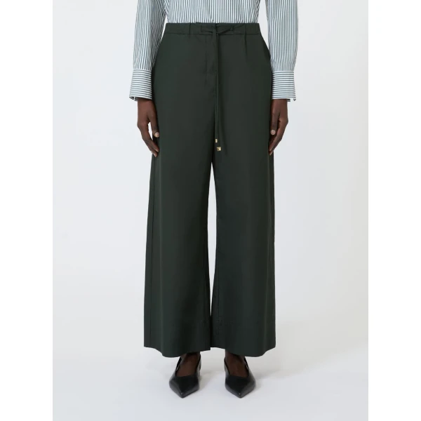 Max Mara Aureo Cotton Poplin Wide-Leg Joggers in Green | Sweatpants | Luxury Shoes 