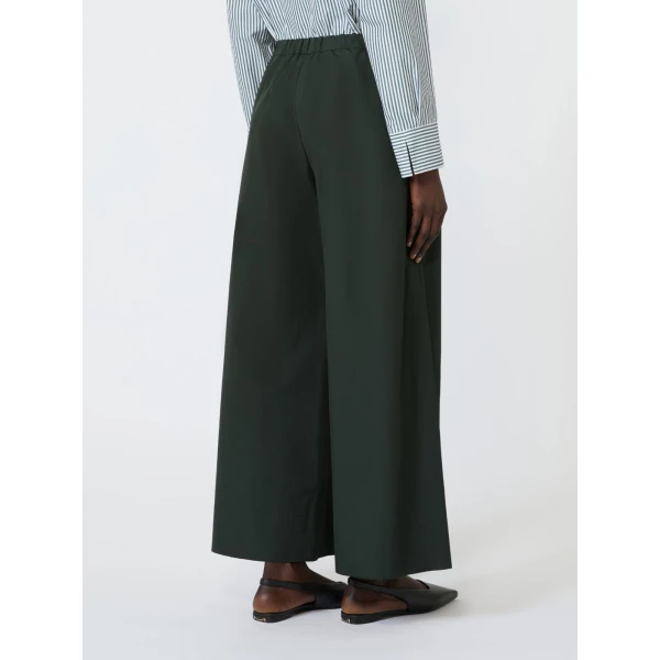 Max Mara Aureo Cotton Poplin Wide-Leg Joggers in Green | Sweatpants | Luxury Shoes 