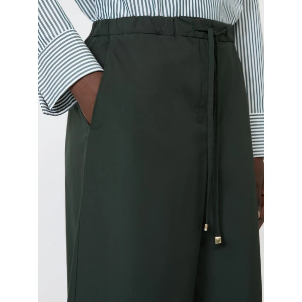 Max Mara Aureo Cotton Poplin Wide-Leg Joggers in Green | Sweatpants | Luxury Shoes 