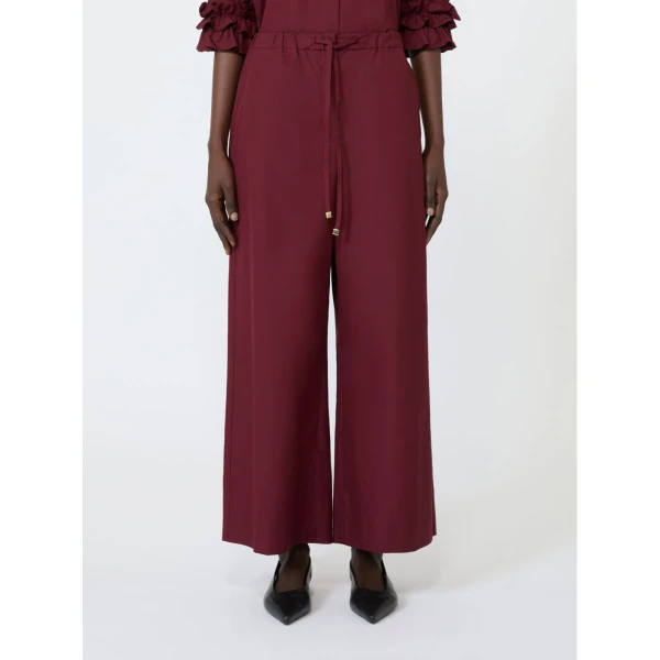 Max Mara Aureo Cotton Poplin Wide-Leg Joggers in Ruby | Sweatpants | Luxury Shoes 