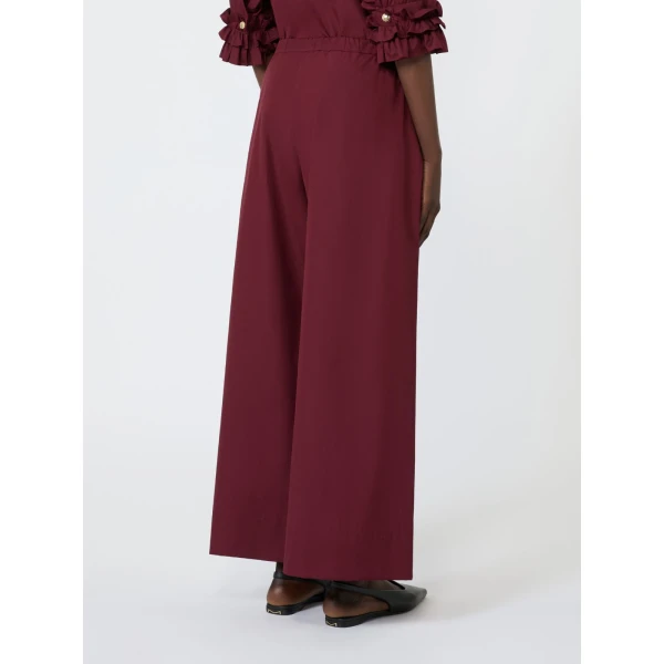 Max Mara Aureo Cotton Poplin Wide-Leg Joggers in Ruby | Sweatpants | Luxury Shoes 
