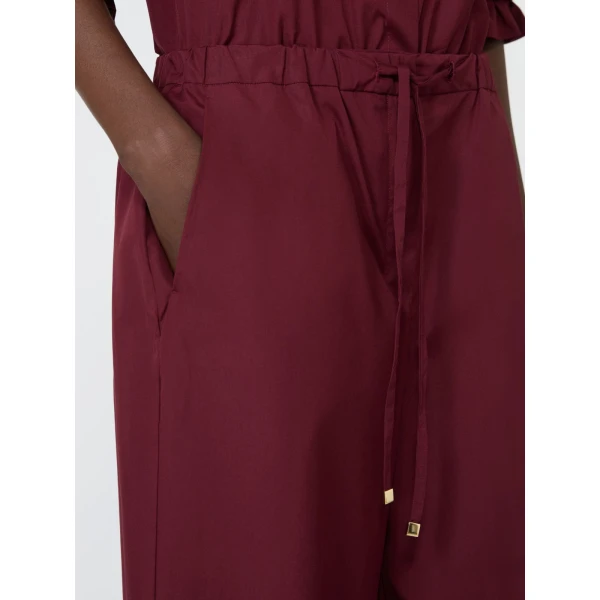 Max Mara Aureo Cotton Poplin Wide-Leg Joggers in Ruby | Sweatpants | Luxury Shoes 