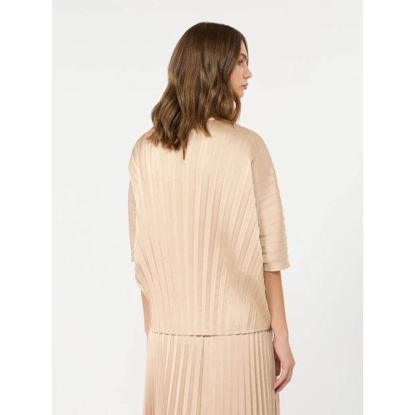 Max Mara Aureo Pleated Satin Blouse in Antique Rose | Blouse | Luxury Shoes 