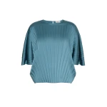 Max Mara Aureo Pleated Satin Blouse in Blue Azure | Blouse | Luxury Shoes 