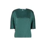 Max Mara Aureo Pleated Satin Blouse in Dark Green | Blouse | Luxury Shoes 