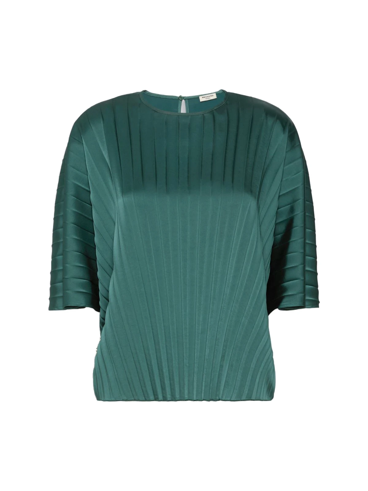 Max Mara Aureo Pleated Satin Blouse in Dark Green Max Mara Aureo Pleated Satin Blouse in Dark Green | Blouse | Luxury Shoes