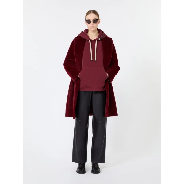 Max Mara Aurora Brushed Jersey Hoodie in Bordeaux | Sweaters | Luxury Shoes 