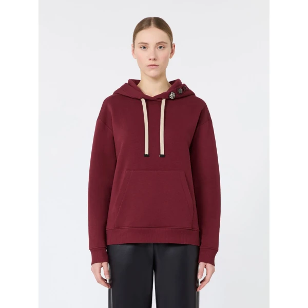 Max Mara Aurora Brushed Jersey Hoodie in Bordeaux | Sweaters | Luxury Shoes 
