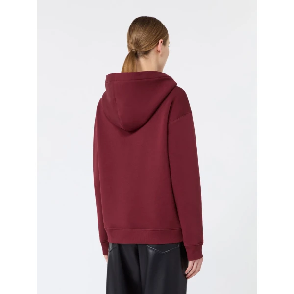 Max Mara Aurora Brushed Jersey Hoodie in Bordeaux | Sweaters | Luxury Shoes 