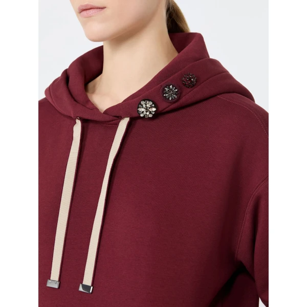 Max Mara Aurora Brushed Jersey Hoodie in Bordeaux | Sweaters | Luxury Shoes 