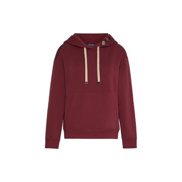 Max Mara Aurora Brushed Jersey Hoodie in Bordeaux | Sweaters | Luxury Shoes 