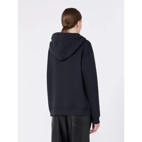 Max Mara Aurora Brushed Jersey Hoodie in Ultramarine | Sweaters | Luxury Shoes 