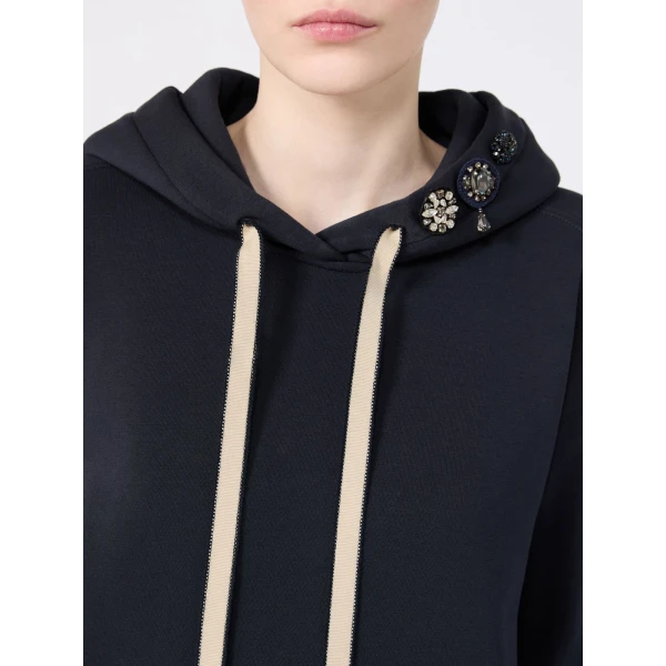 Max Mara Aurora Brushed Jersey Hoodie in Ultramarine | Sweaters | Luxury Shoes 