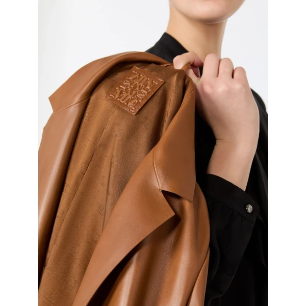 Max Mara Avenue Single-Breasted Nappa Leather Jacket in Tobacco | Leather Jackets | Luxury Shoes 