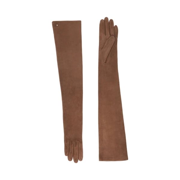 Max Mara Azzurro Extra Long Suede Gloves in Brown | Women | Luxury Shoes 